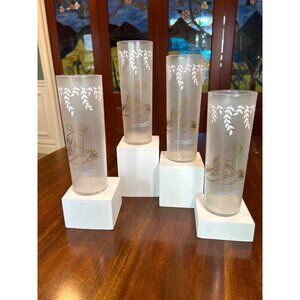 Vintage Libbey Frosted Pixie Nymph Fairy Tom Collins Glasses.